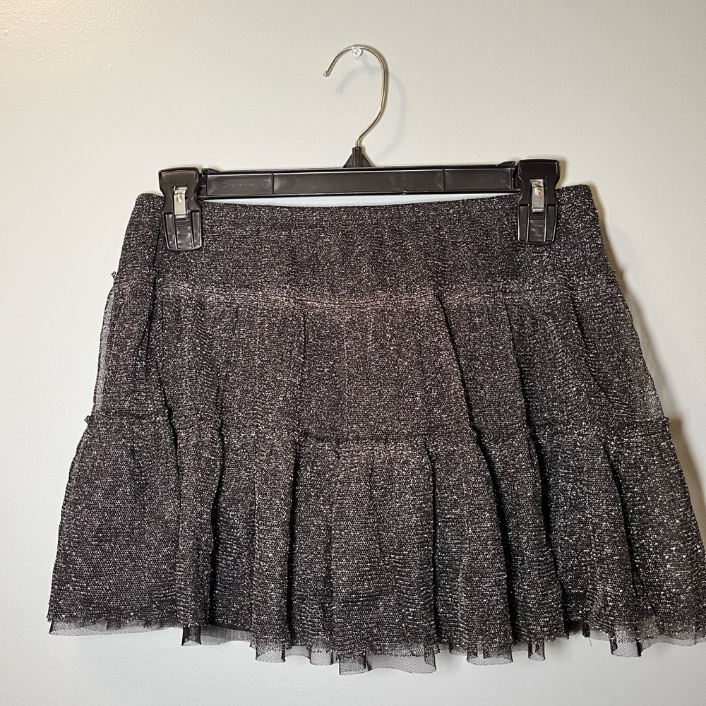 black tiered mini skirt